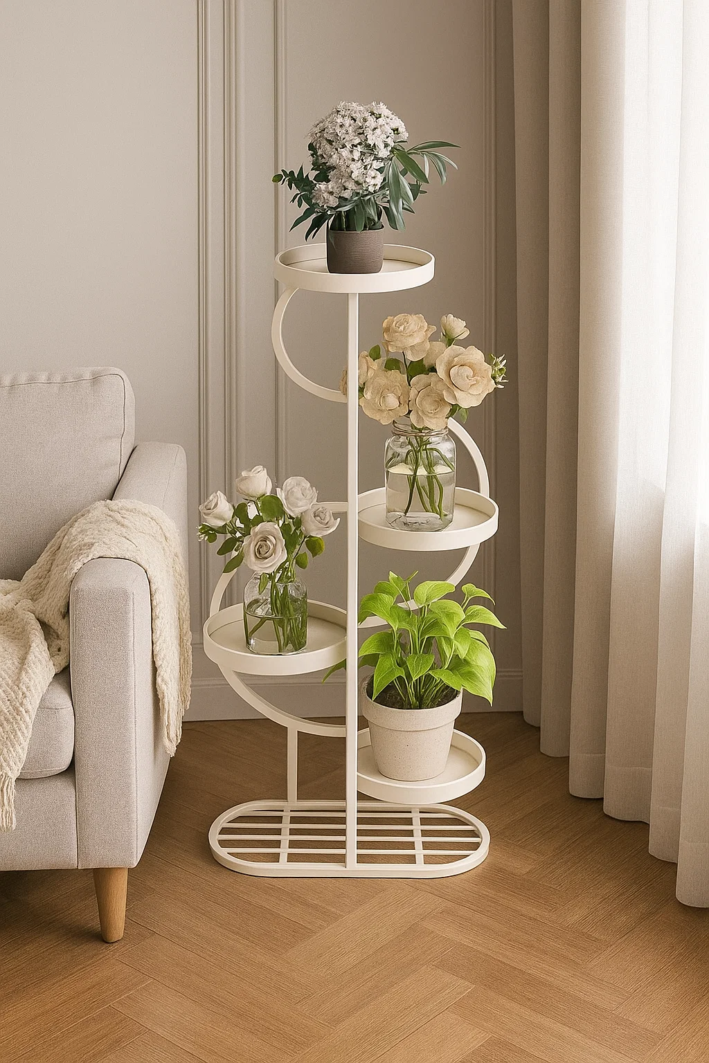 Étagère à plantes en métal doré à 5 niveaux