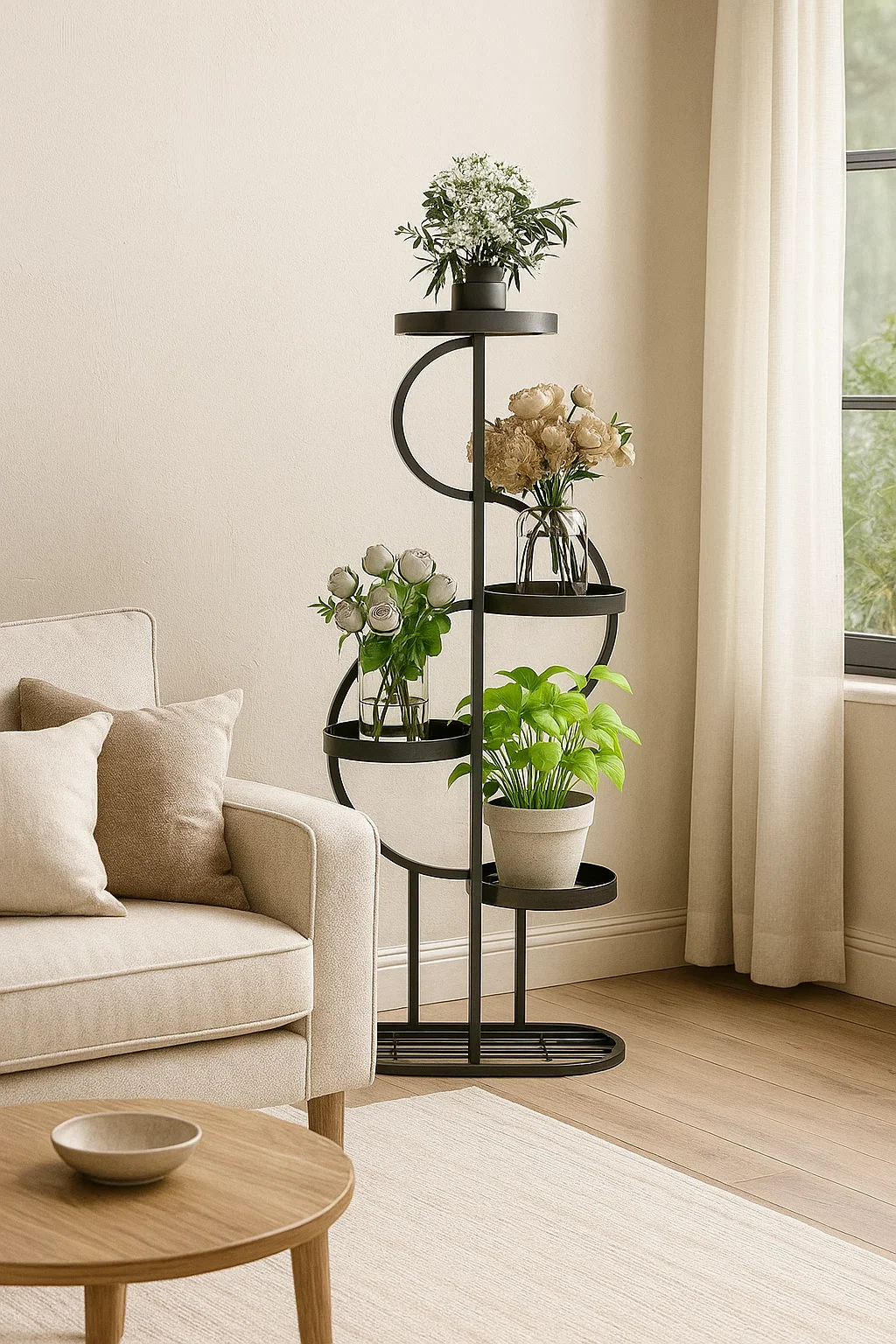 Étagère à plantes en métal doré à 5 niveaux