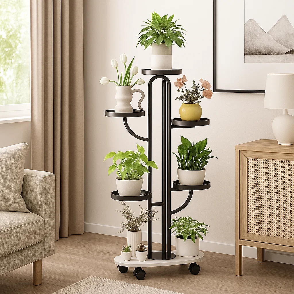 Étagère à plantes sur roulettes 7 niveaux design moderne