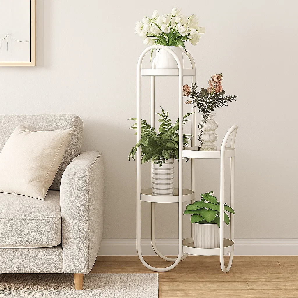 Étagère à plantes 4 niveaux en métal design moderne