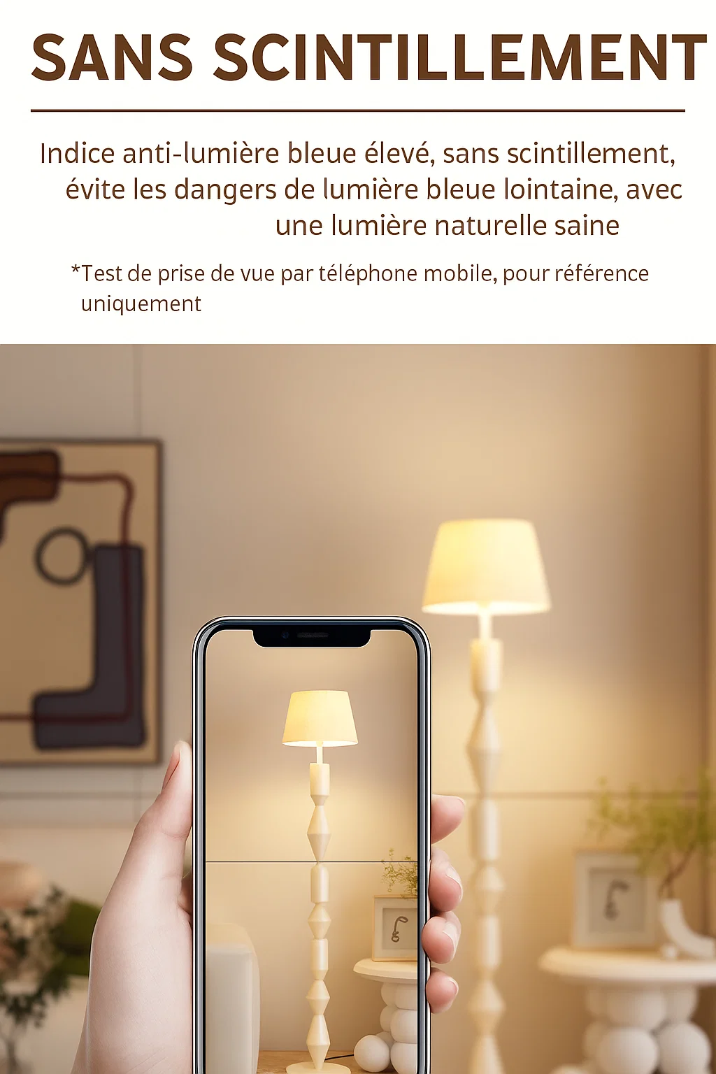 Lampadaire moderne avec abat-jour en tissu et pied sculptural