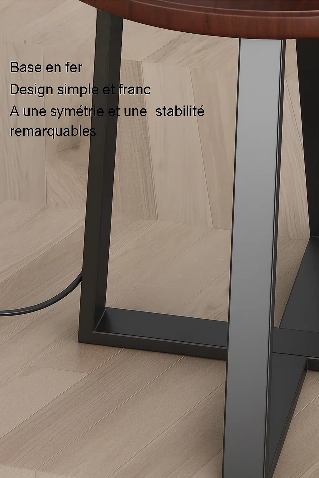 Lampadaire moderne avec table intégrée en bois et métal