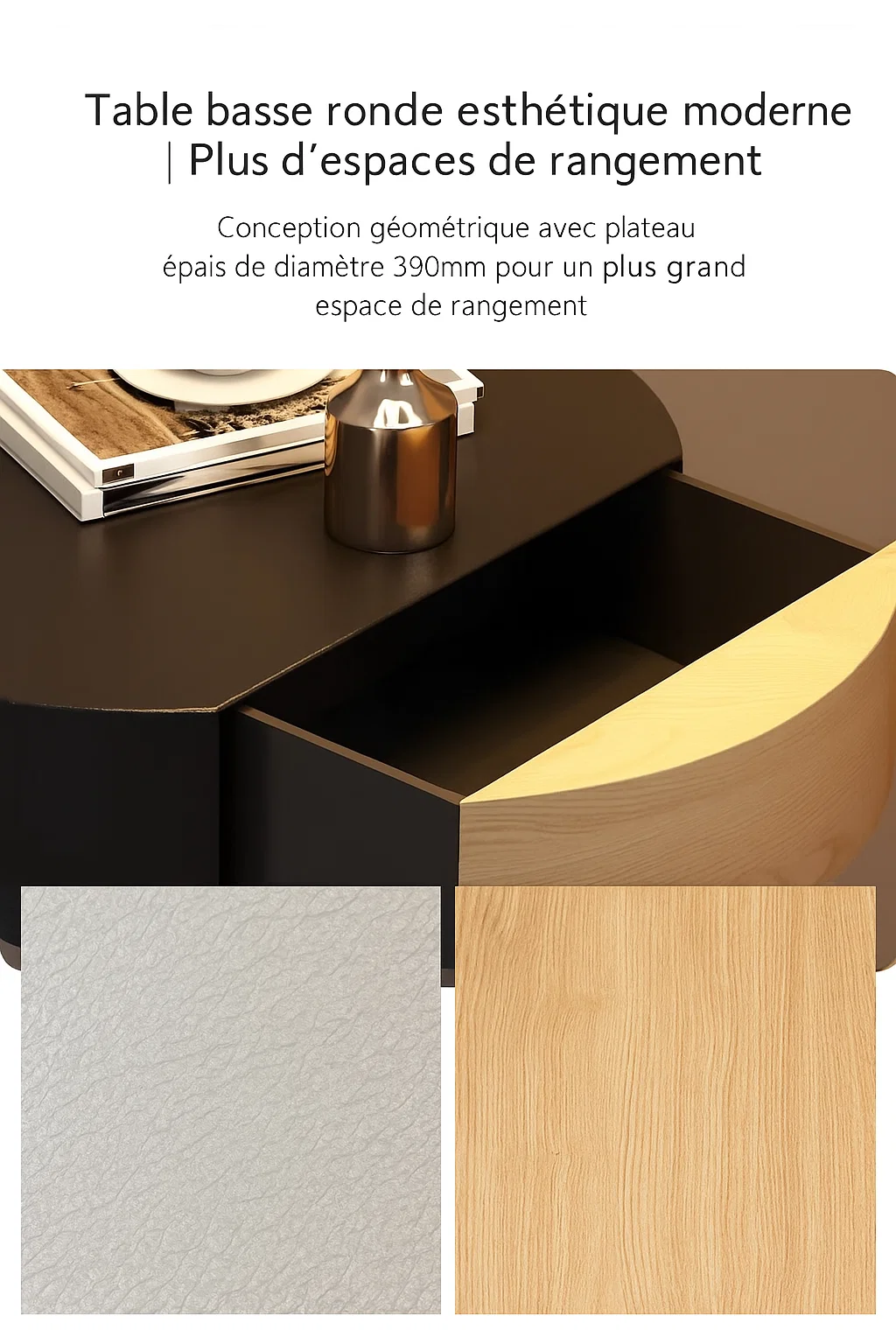 Lampadaire design avec abat-jour en forme de fleur et table intégrée