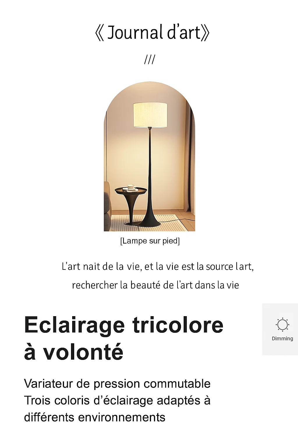 Lampadaire moderne avec abat-jour cylindrique