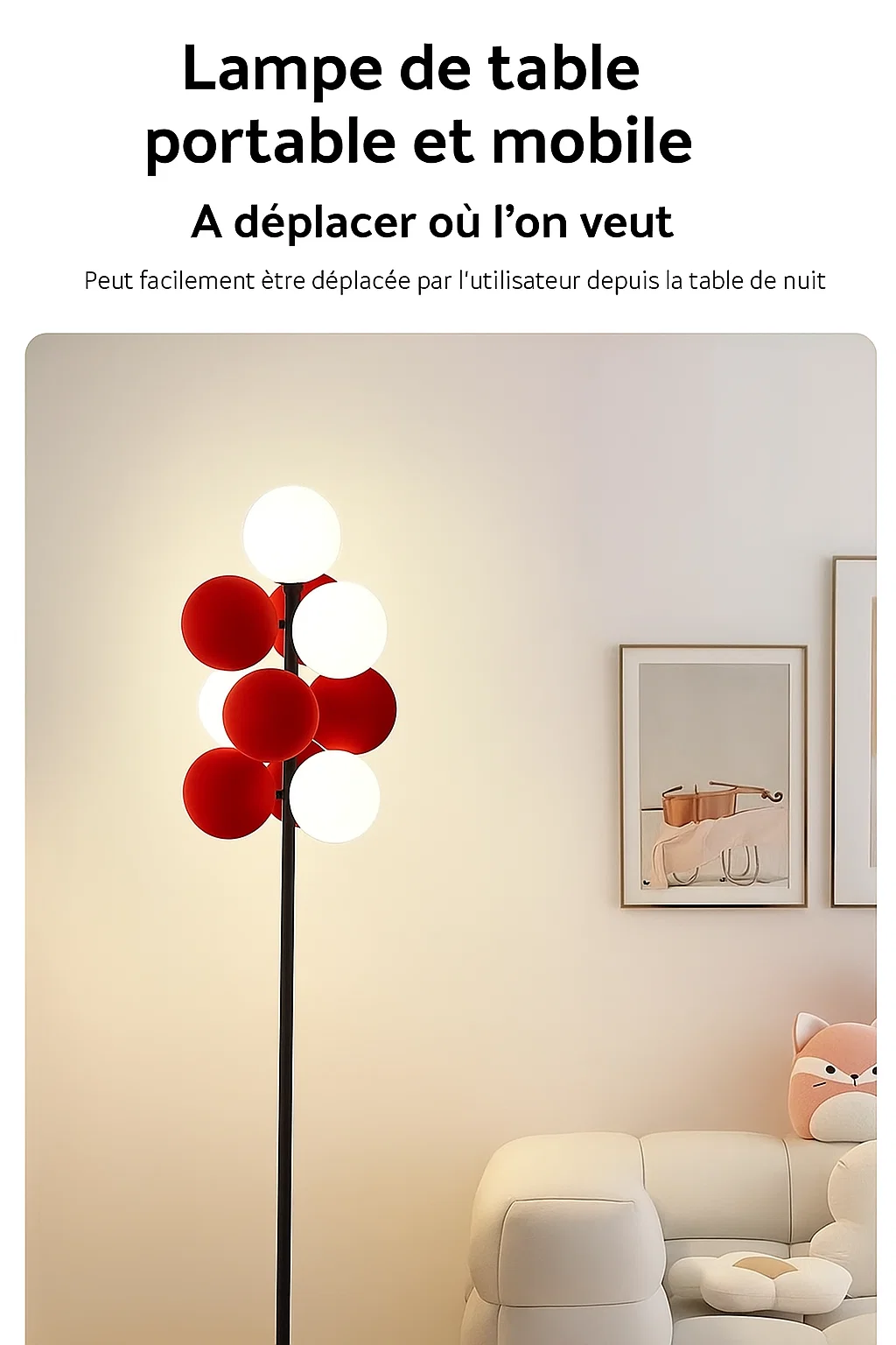 Lampadaire design contemporain avec boules lumineuses décoratives