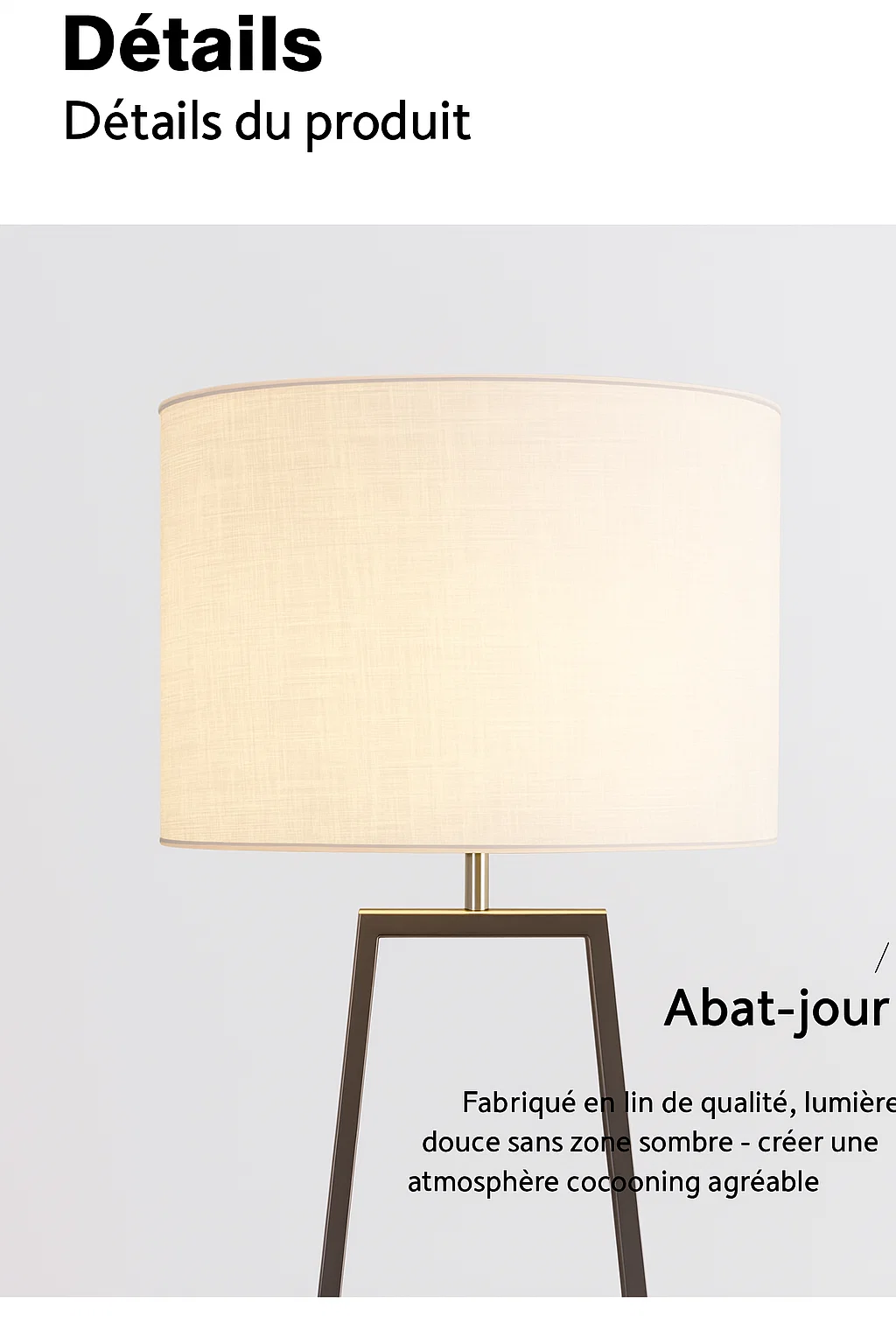Lampadaire moderne avec table intégrée en bois et métal