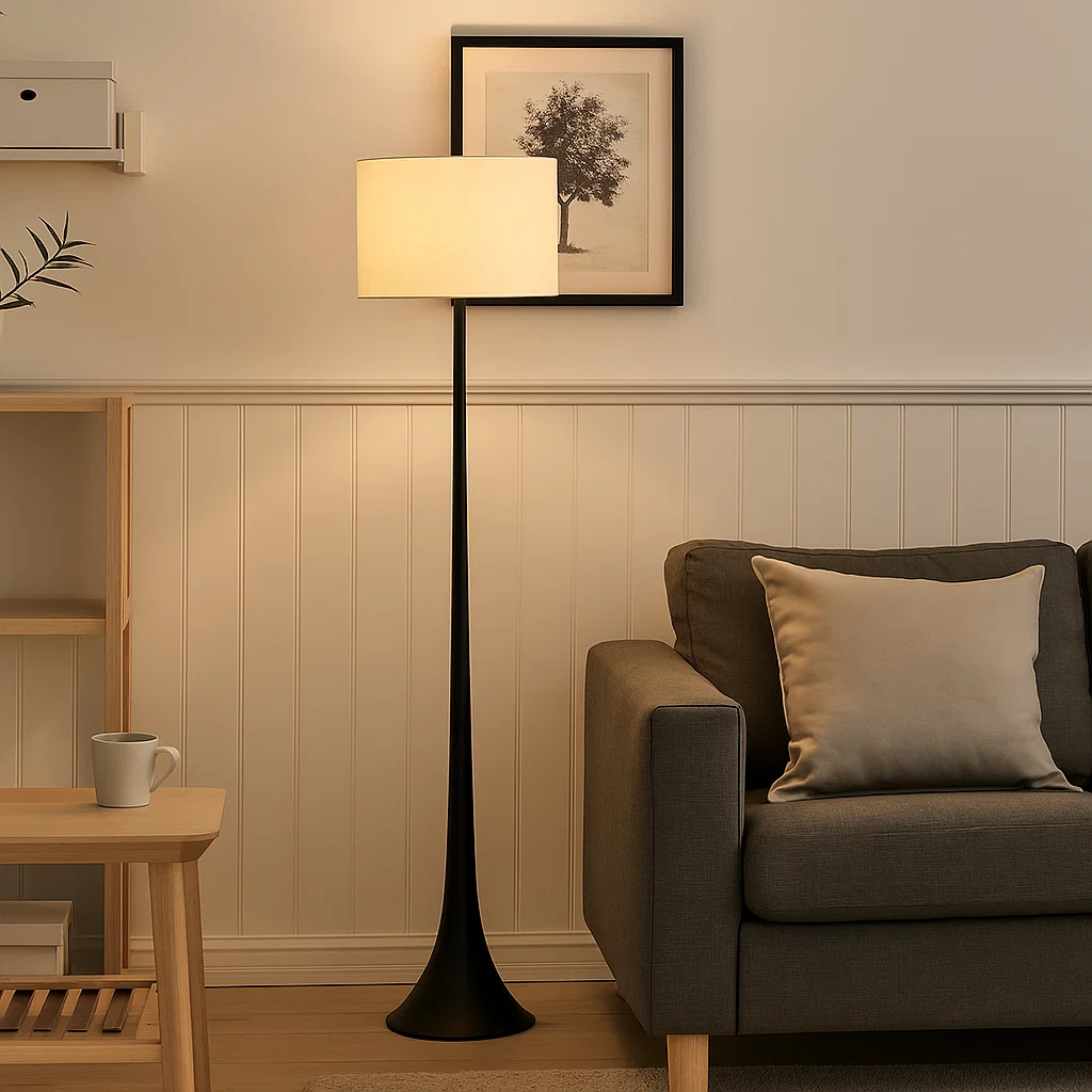 Lampadaire moderne avec abat-jour cylindrique