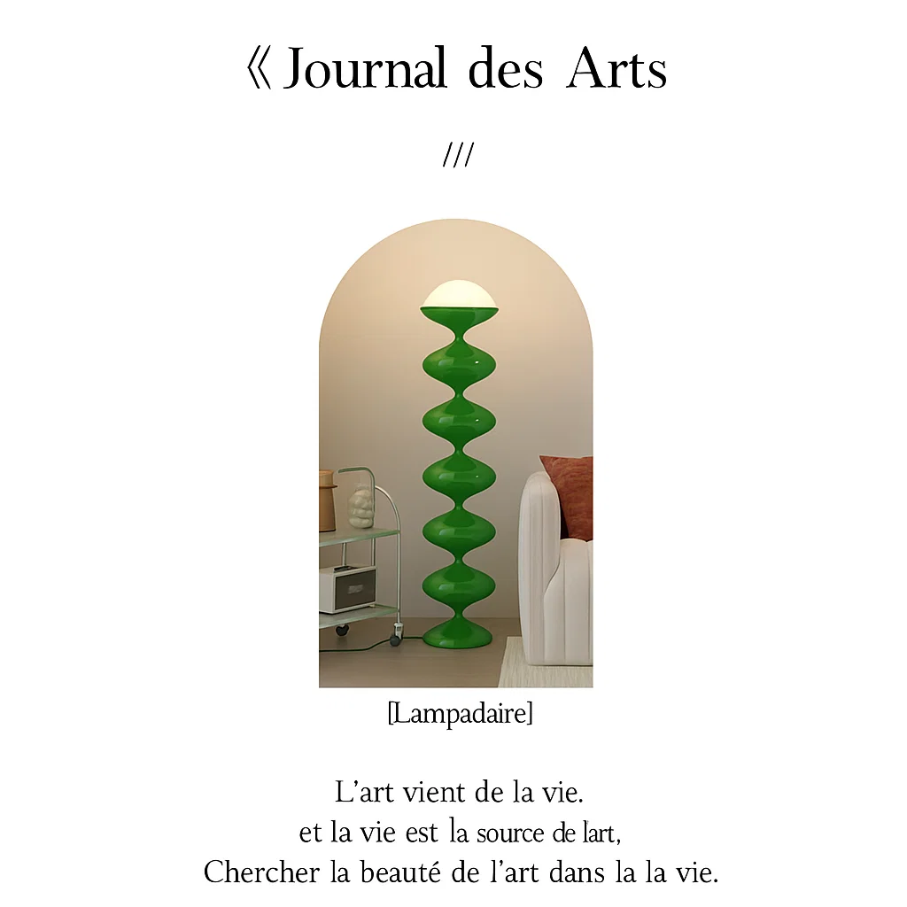 Lampadaire design sculptural avec abat-jour hémisphérique