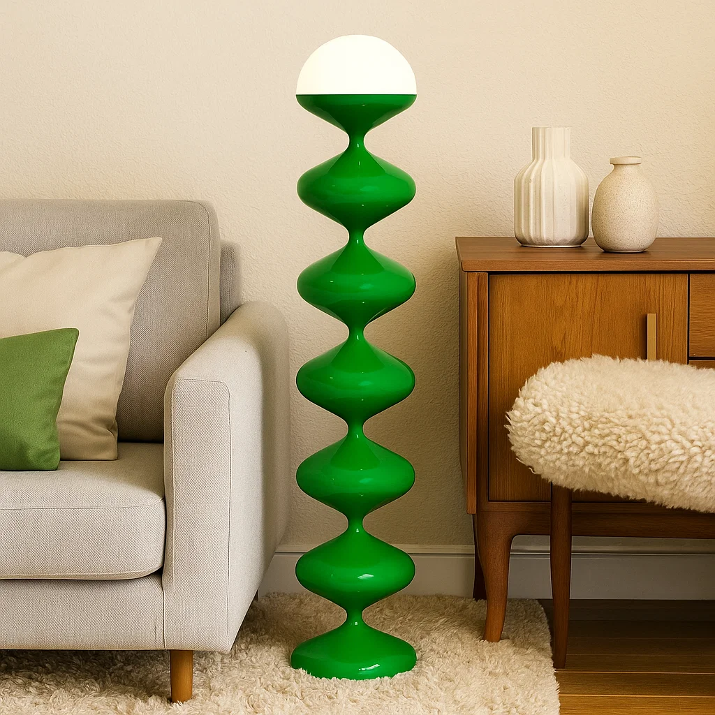 Lampadaire design sculptural avec abat-jour hémisphérique