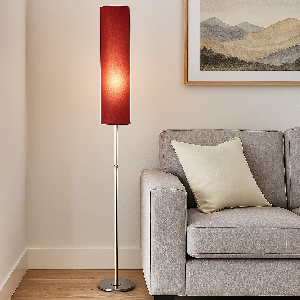 Lampadaire moderne cylindrique avec abat-jour allongé