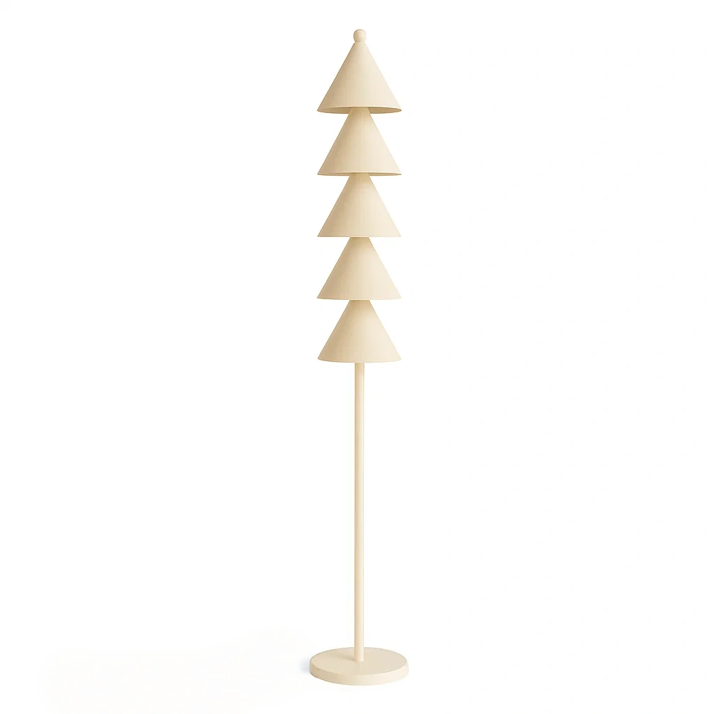 Lampadaire design géométrique à quatre abat-jour coniques