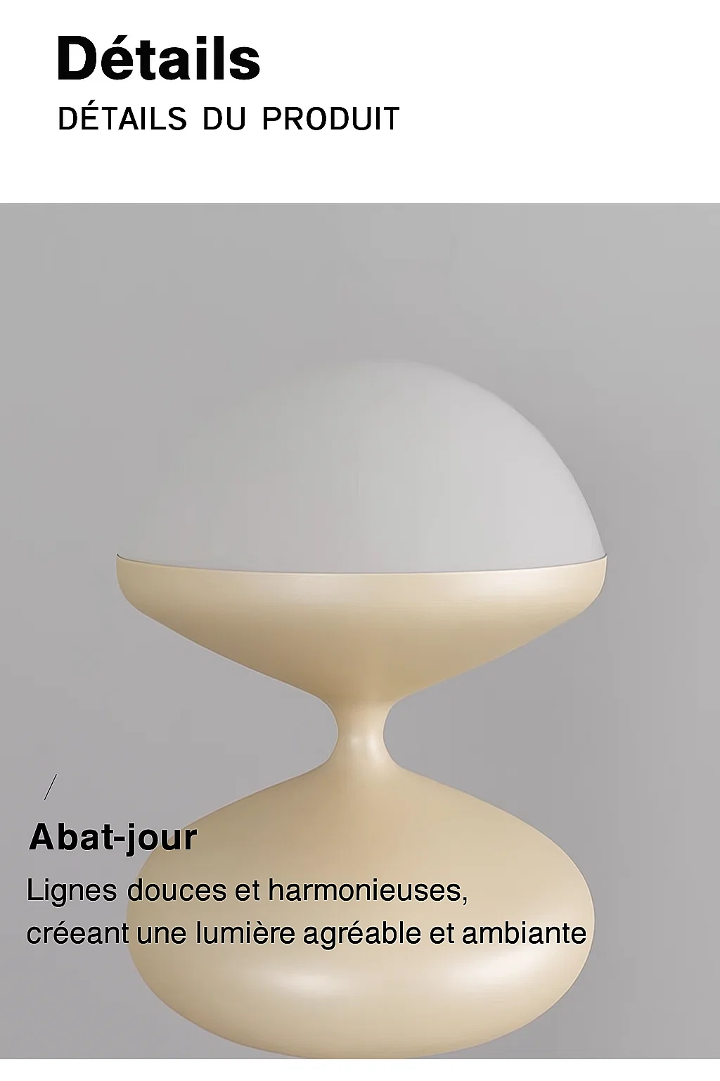 Lampadaire design sculptural avec abat-jour hémisphérique