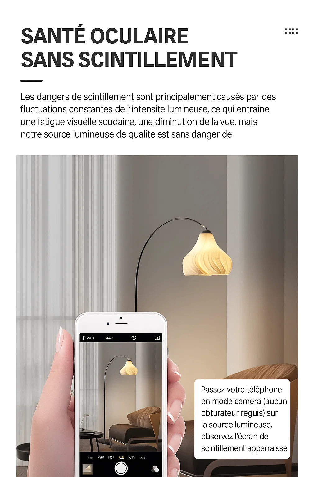 Lampadaire Moderne avec Abat-jour Réglable et Base en Marbre