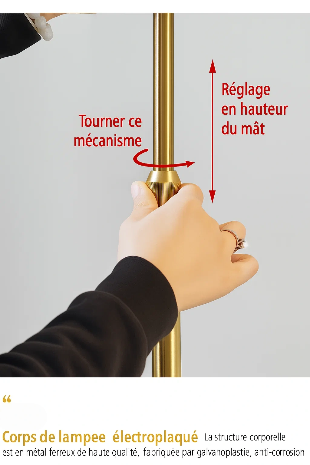 Lampadaire avec Table Intégrée et Abat-Jour Métal – Design Moderne