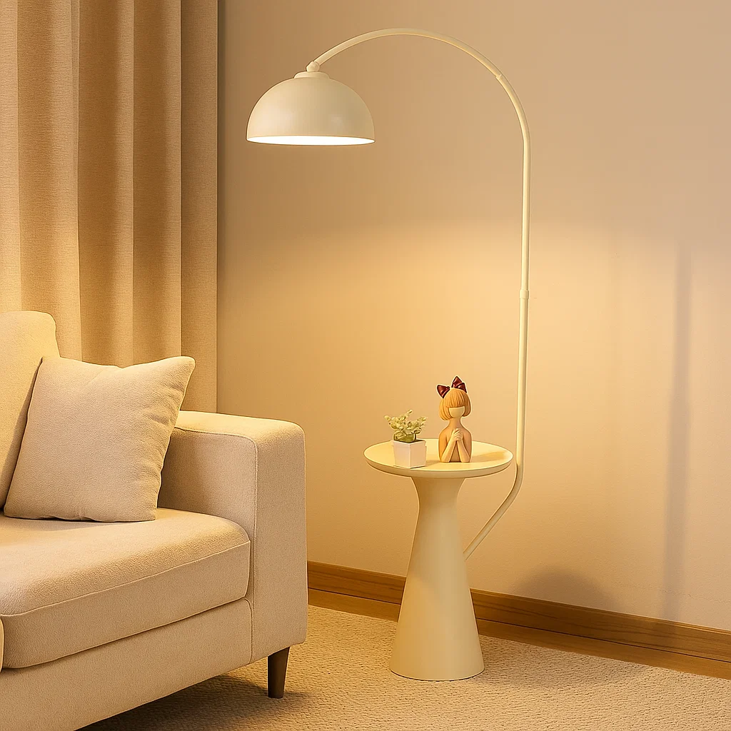 Lampadaire moderne avec table d’appoint intégrée – Lumière LED 18W