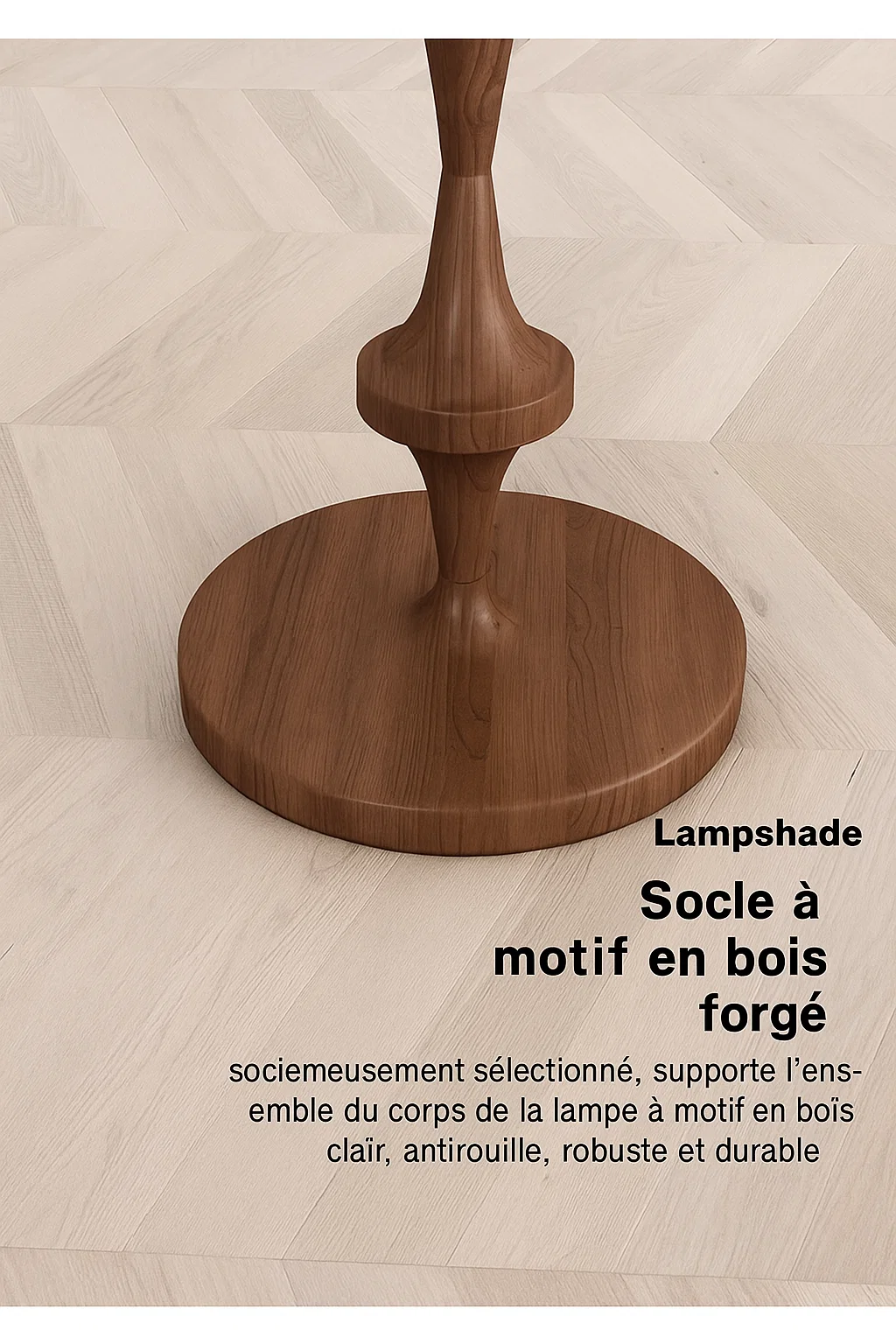 Lampe sur Pied en Bois avec Abat-jour en Tissu – Style Moderne