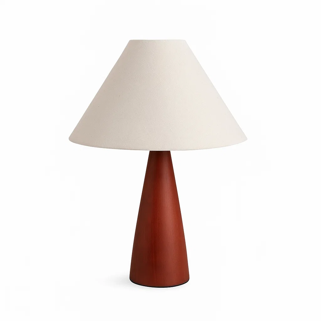 Lampe de Table en Bois avec Abat-jour en Tissu PVC – Style Moderne