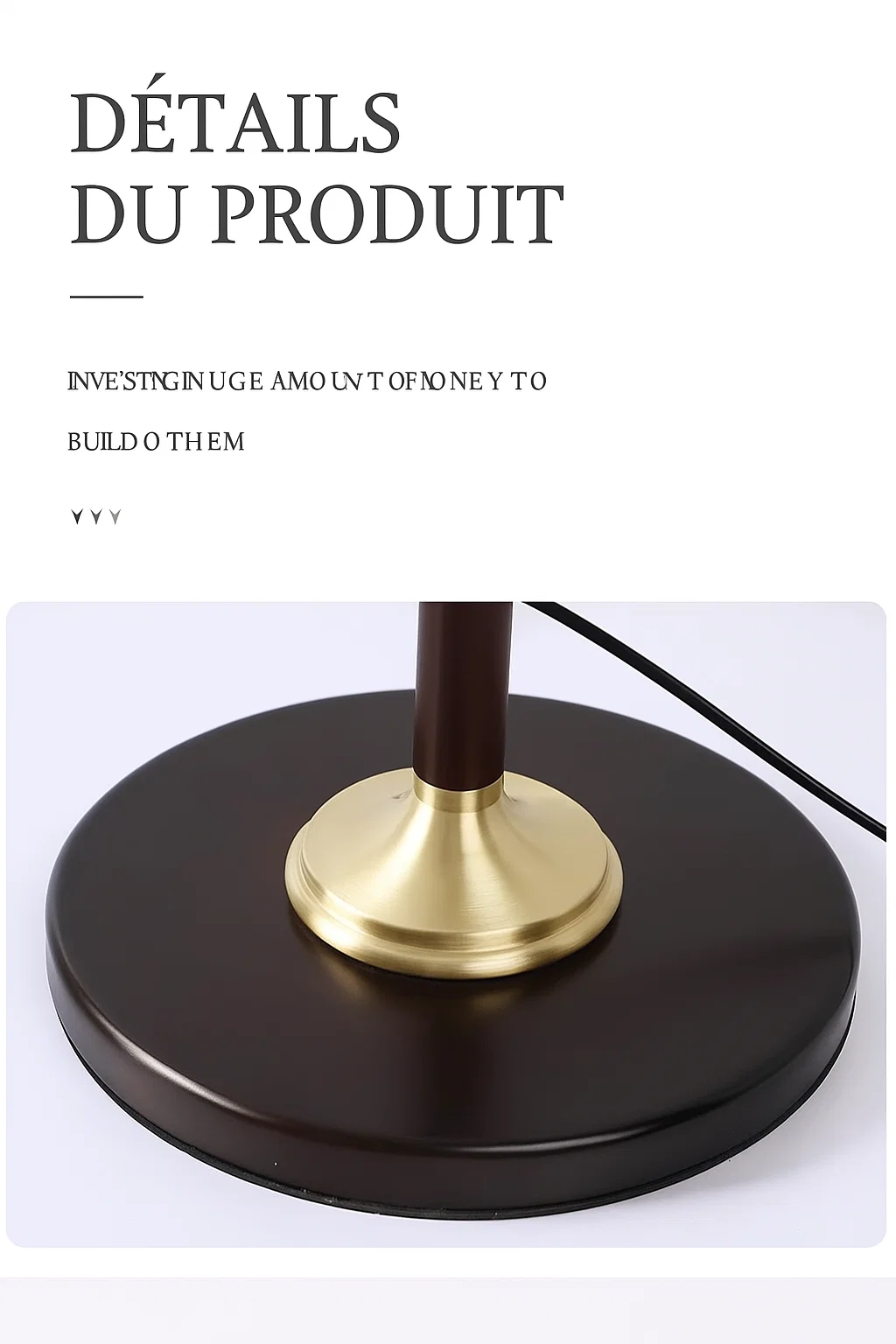 Lampe de table classique avec abat-jour plissé en tissu et base en bois