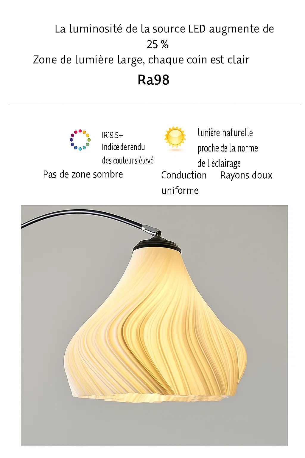 Lampadaire Moderne avec Abat-jour Réglable et Base en Marbre