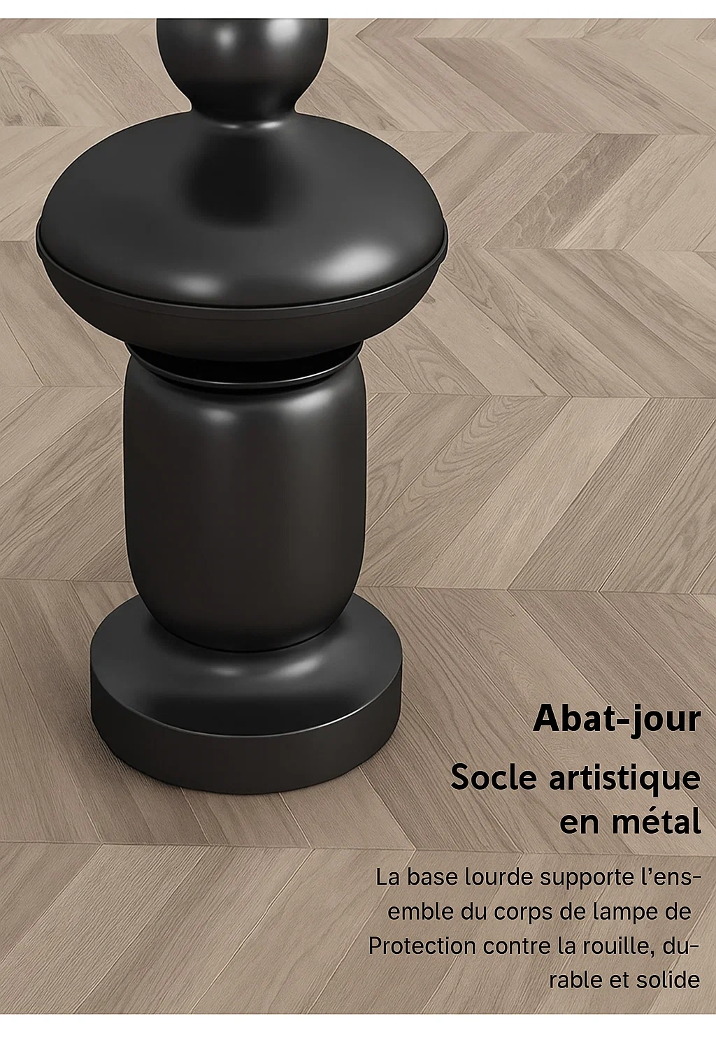 Lampadaire en métal et tissu avec variateur de lumière