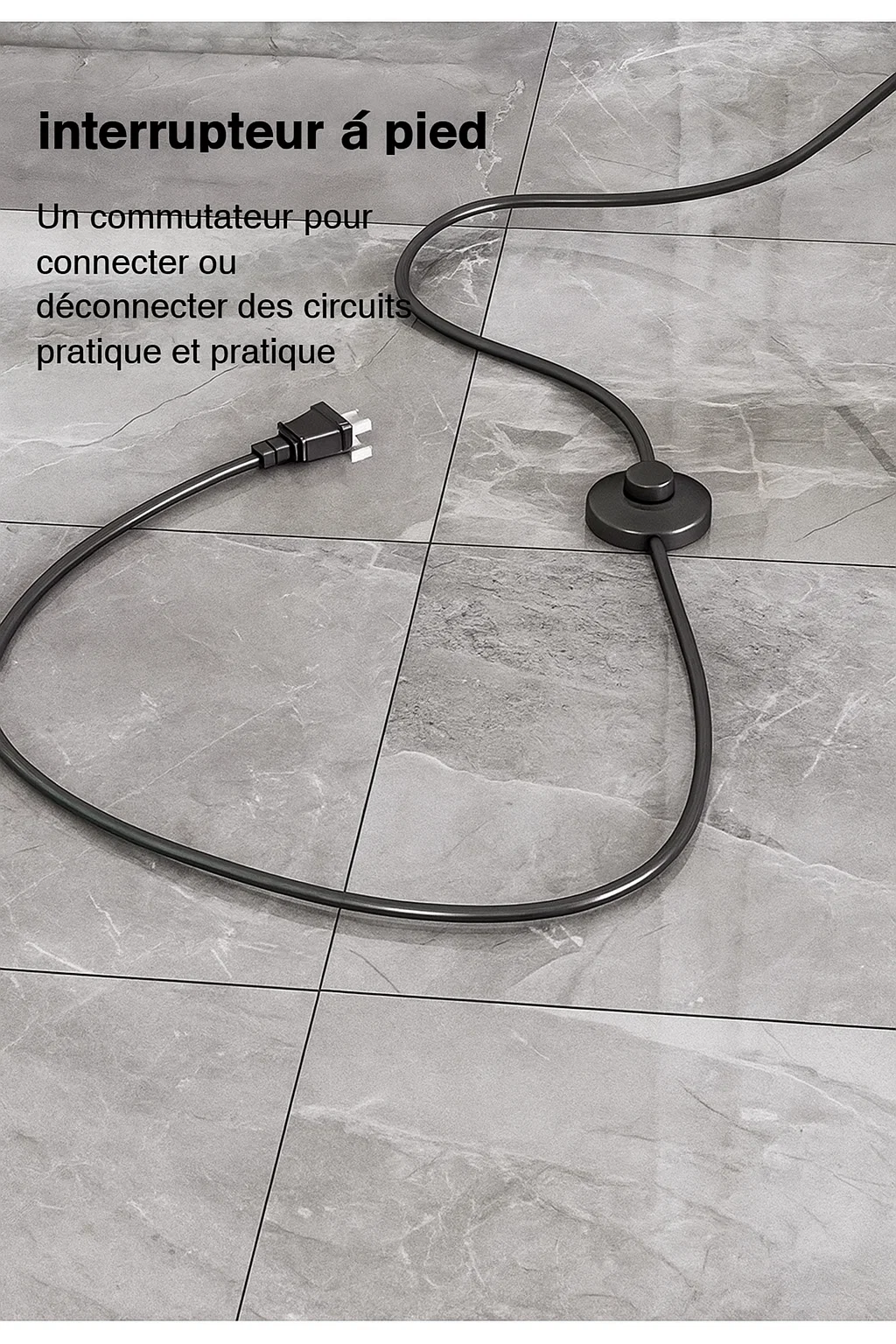 Lampadaire en métal et tissu avec variateur de lumière