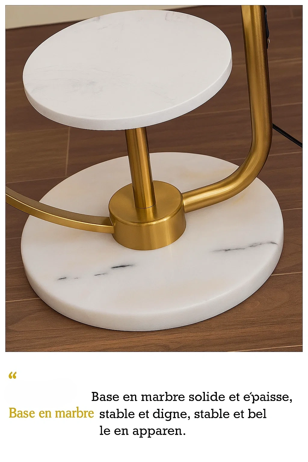 Lampadaire avec Table Intégrée et Abat-Jour Métal – Design Moderne