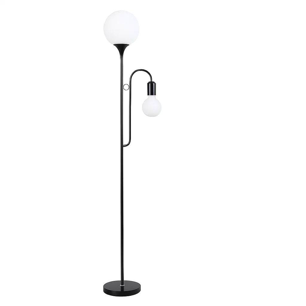 Lampadaire moderne double globe avec base en marbre