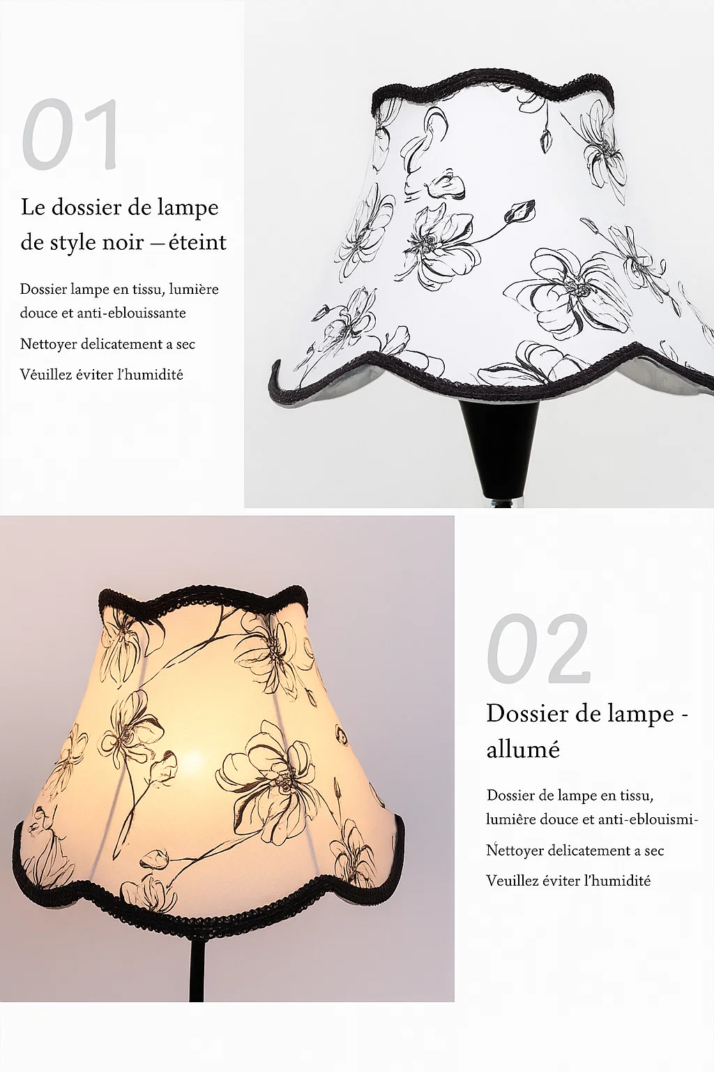 Lampadaire de salon avec table intégrée et double abat-jour en tissu – Style classique et fonctionnel