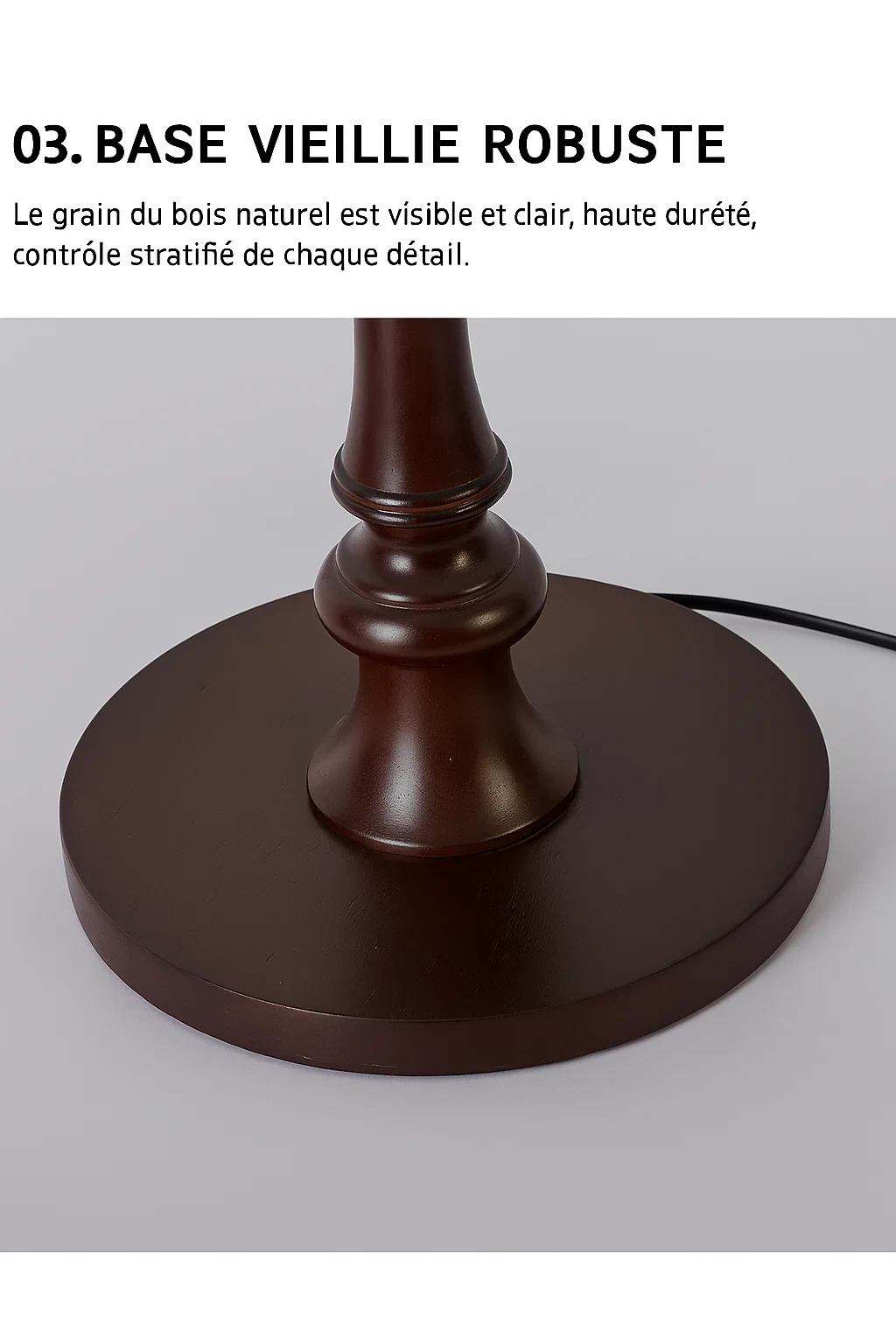 Lampe sur Pied Classique en Bois Massif avec Abat-jour en Soie – Style Vintage Français