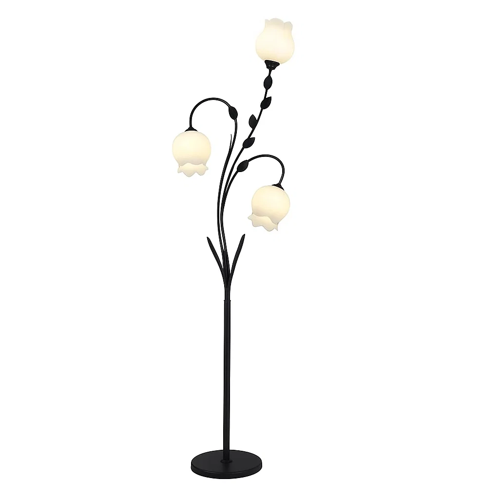 Lampadaire décoratif en forme de fleurs avec abat-jour en verre dépoli – Éclairage design pour salon et chambre
