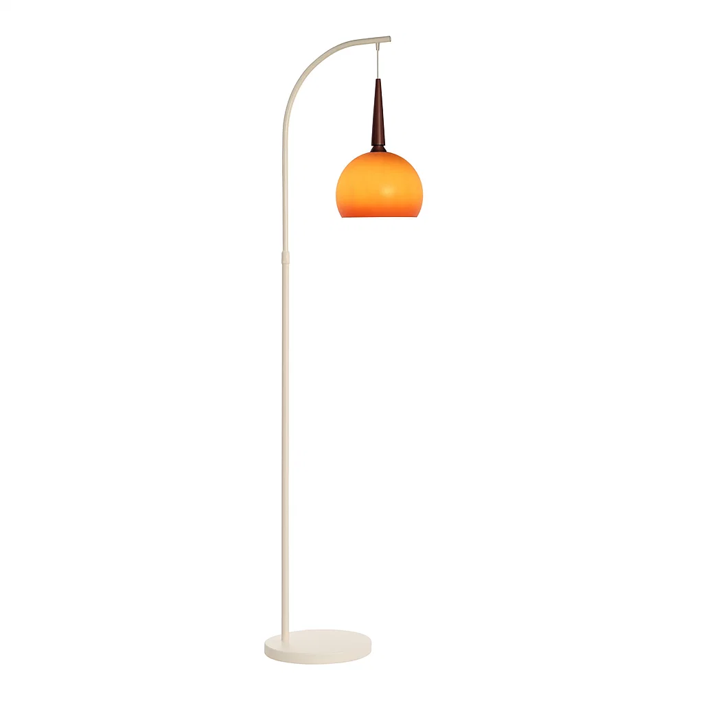 Lampadaire moderne avec abat-jour orange et base en marbre