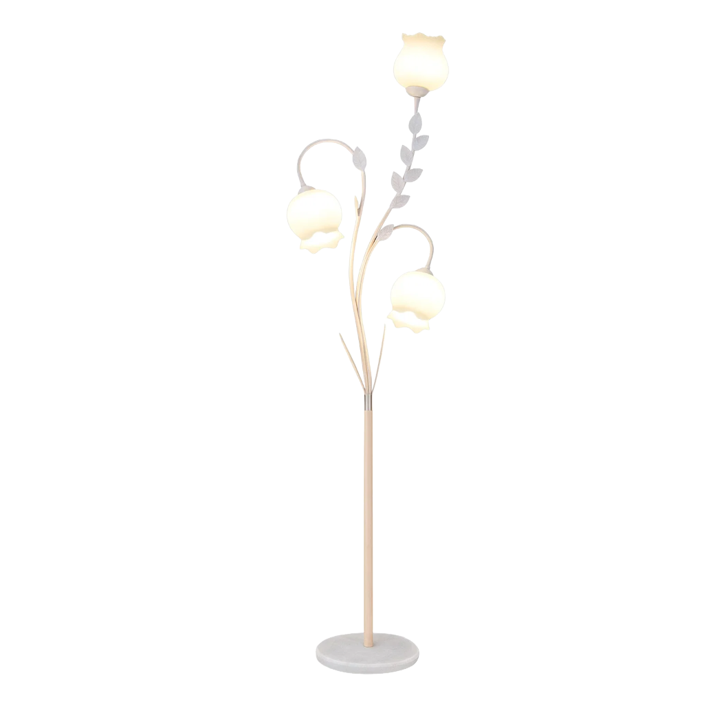Lampadaire décoratif en forme de fleurs avec abat-jour en verre dépoli – Éclairage design pour salon et chambre