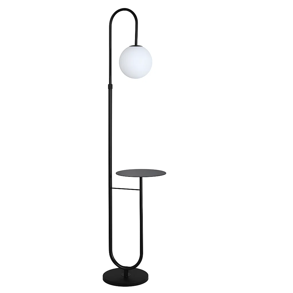 Lampadaire Moderne avec Tablette Intégrée et Globe en Verre