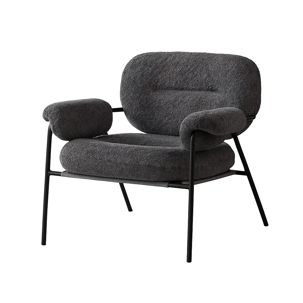 Fauteuil de salon moderne en tissu doux avec accoudoirs