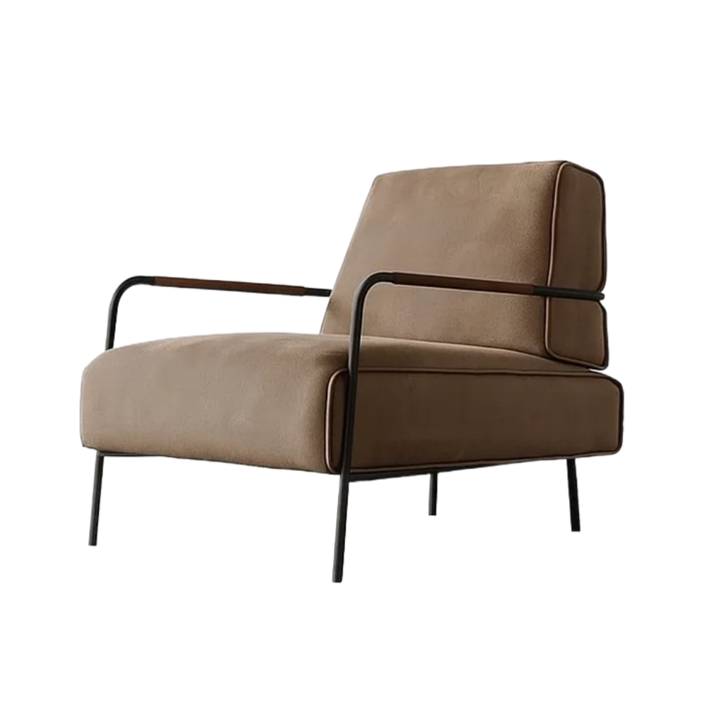 Fauteuil de salon moderne avec structure en métal et assise rembourrée