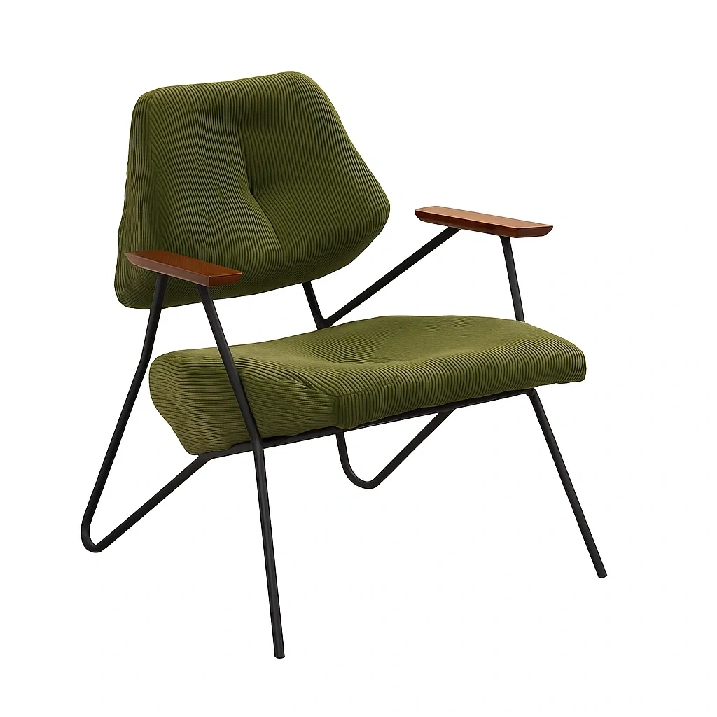 Fauteuil design moderne en métal avec assise rembourrée
