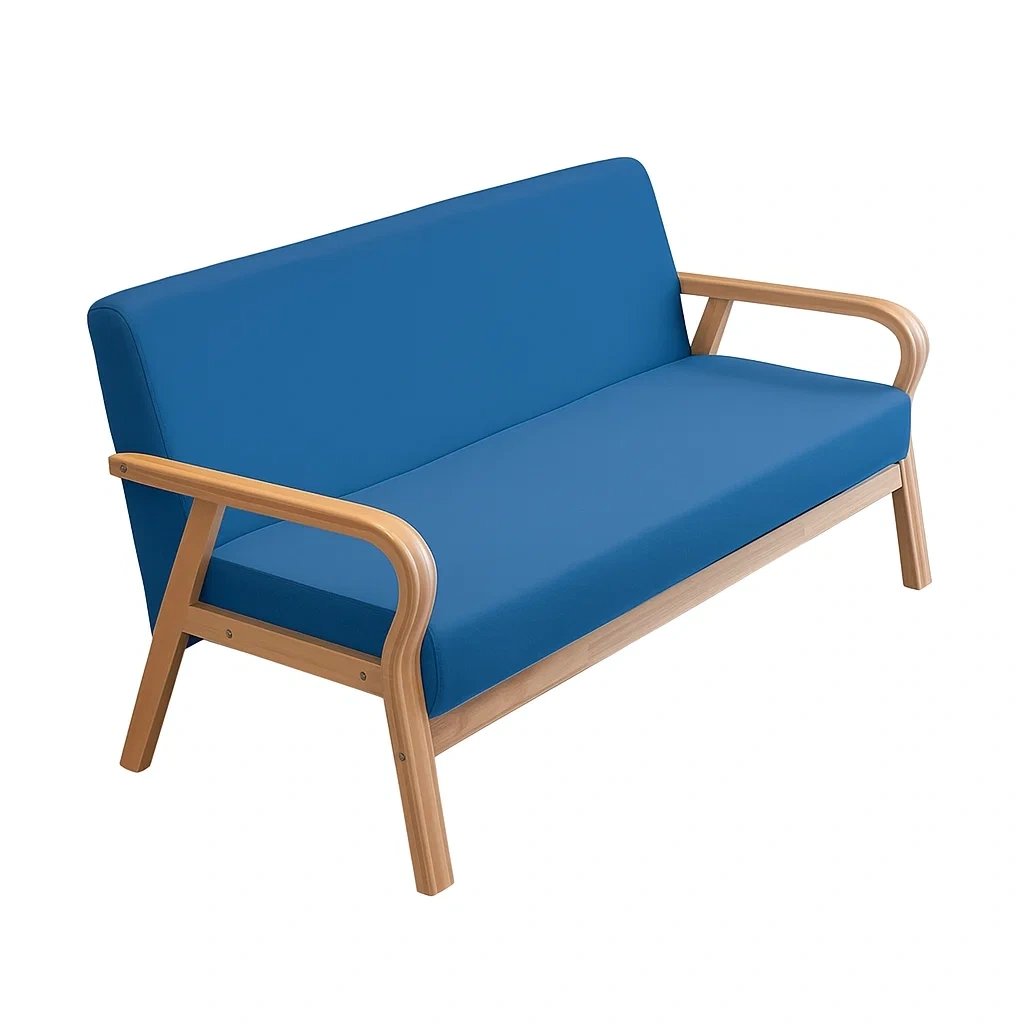 Canapé 2 places en bois avec accoudoirs arrondis et assise confortable