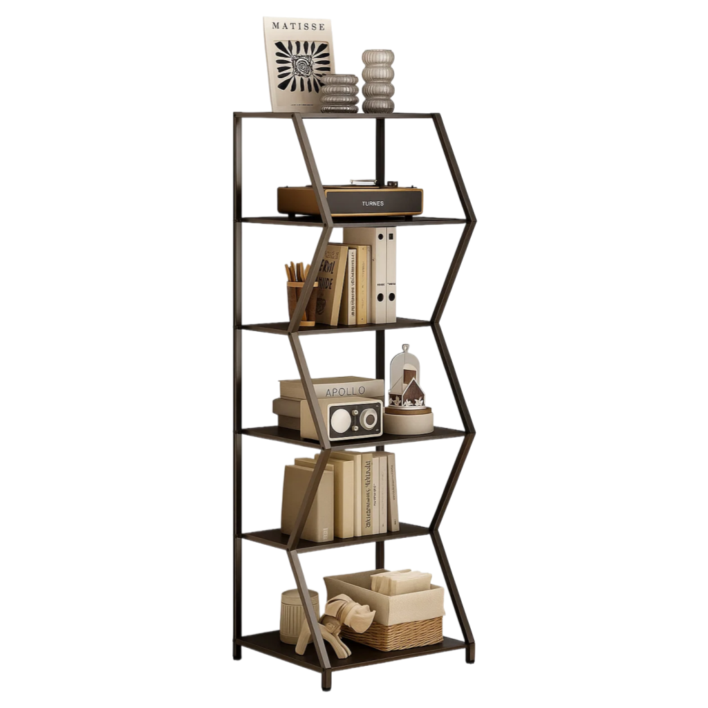 Étagère moderne en métal 5 niveaux design géométrique