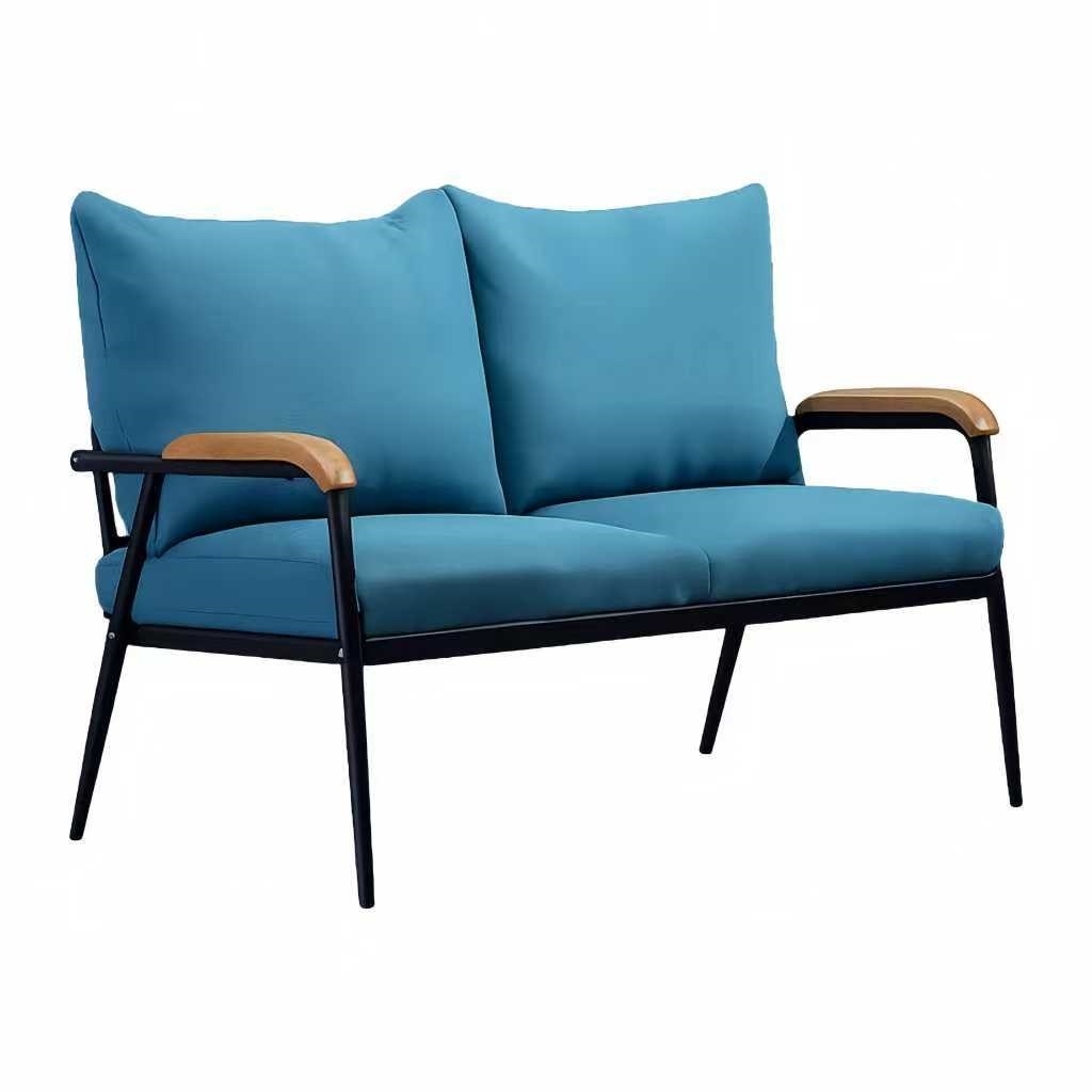 Canapé 2 places moderne avec accoudoirs en bois