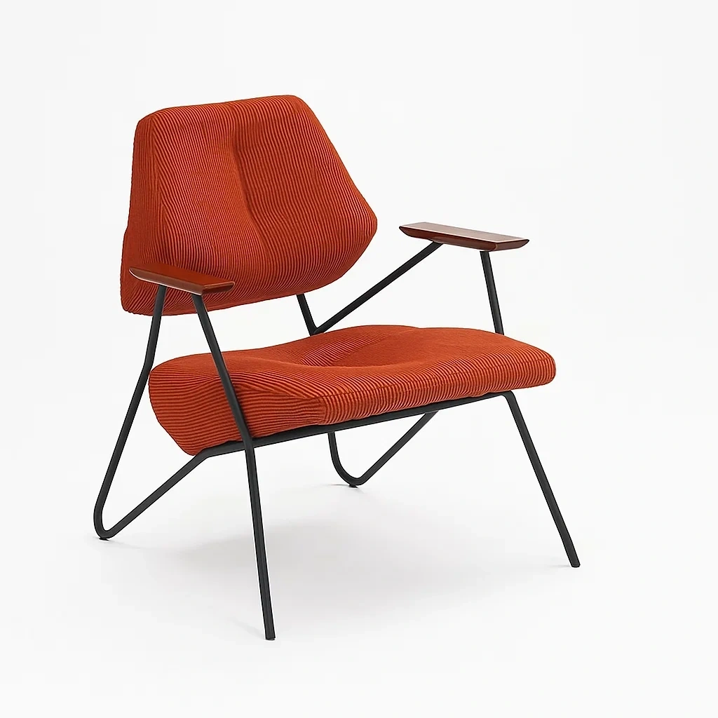 Fauteuil design moderne en métal avec assise rembourrée