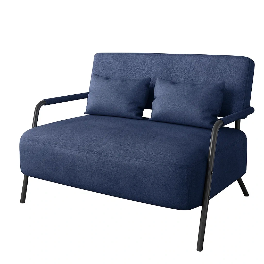 Canapé deux places moderne avec accoudoirs et coussins