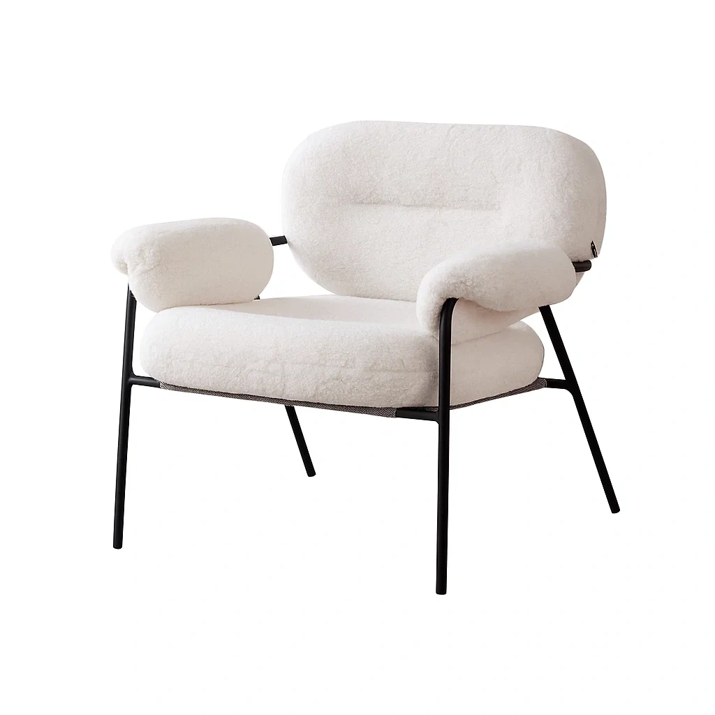 Fauteuil de salon moderne en tissu doux avec accoudoirs