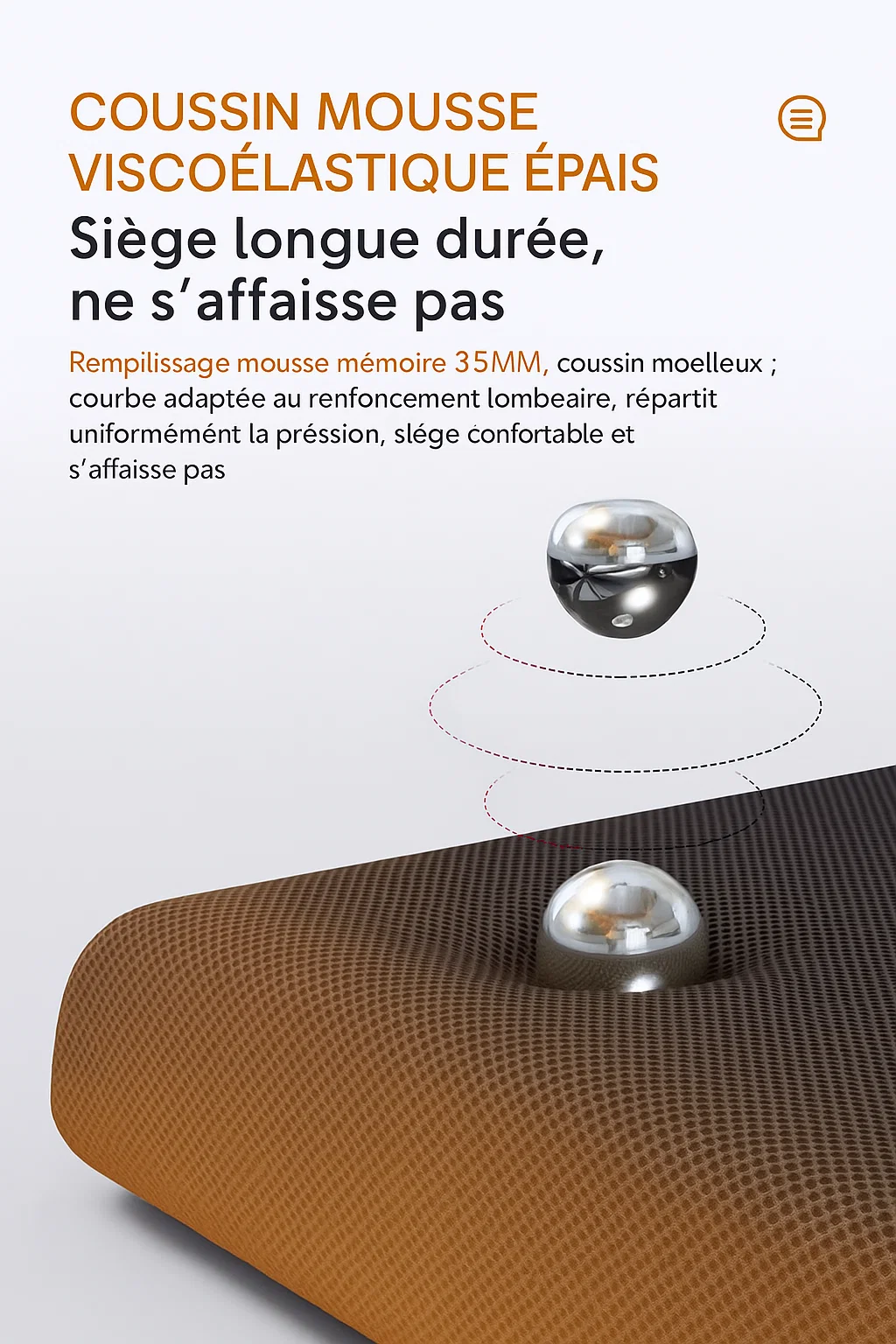 Chaise pliante ergonomique avec accoudoirs et coussin en mousse à mémoire de forme