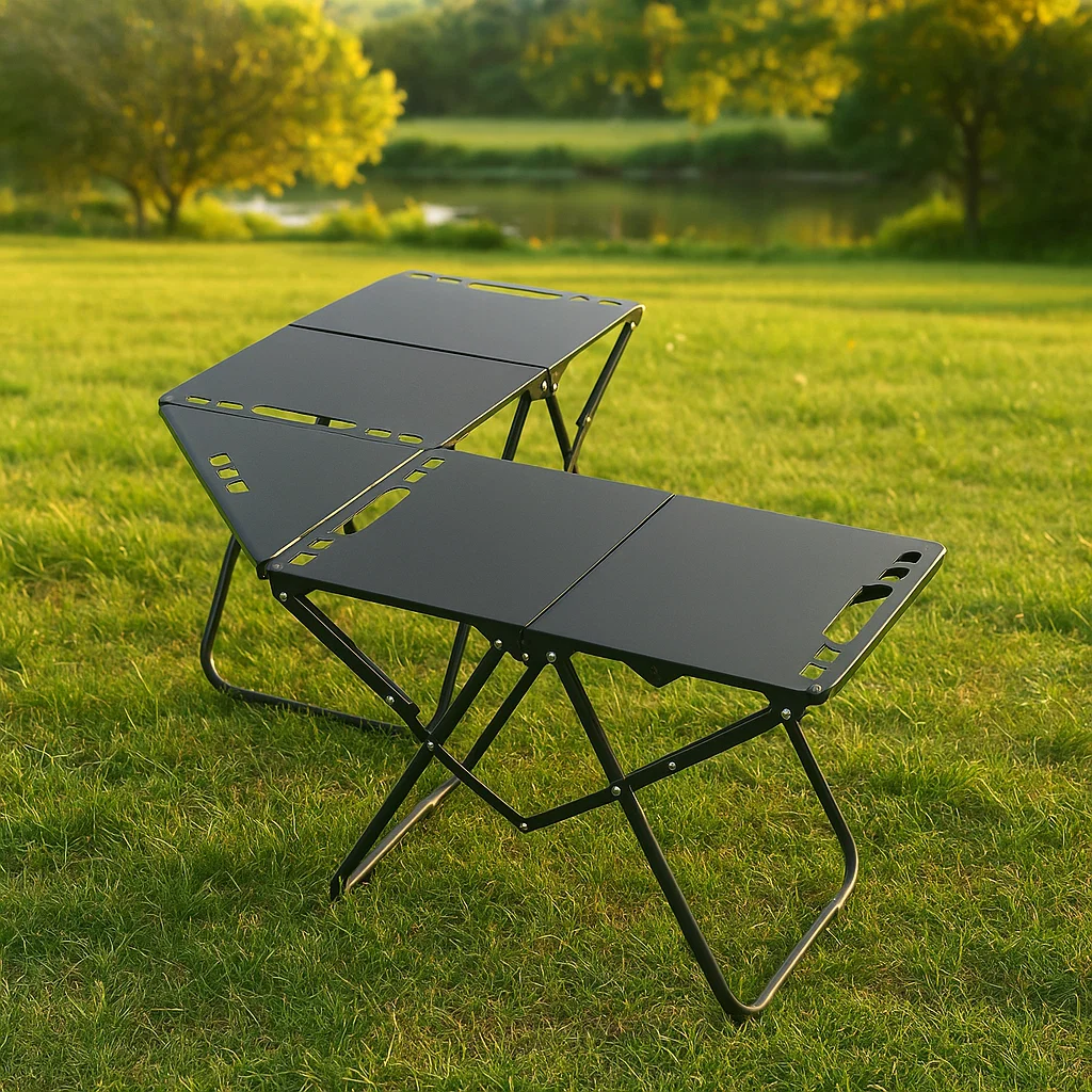 Table pliante de camping en aluminium – modulable et légère pour extérieur
