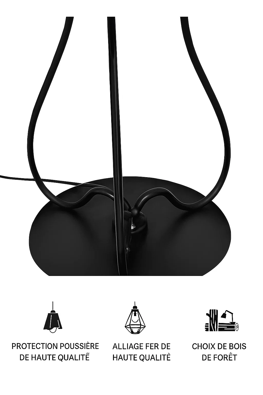 Lampadaire triple tête design moderne en métal et tissu