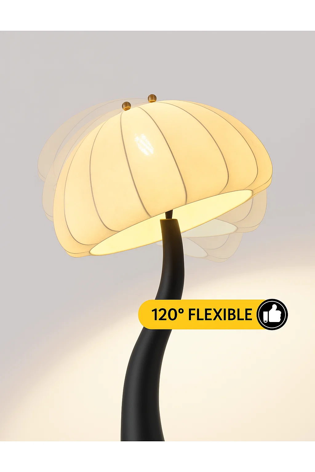 Lampe sur pied design moderne en forme de vague avec abat-jour translucide