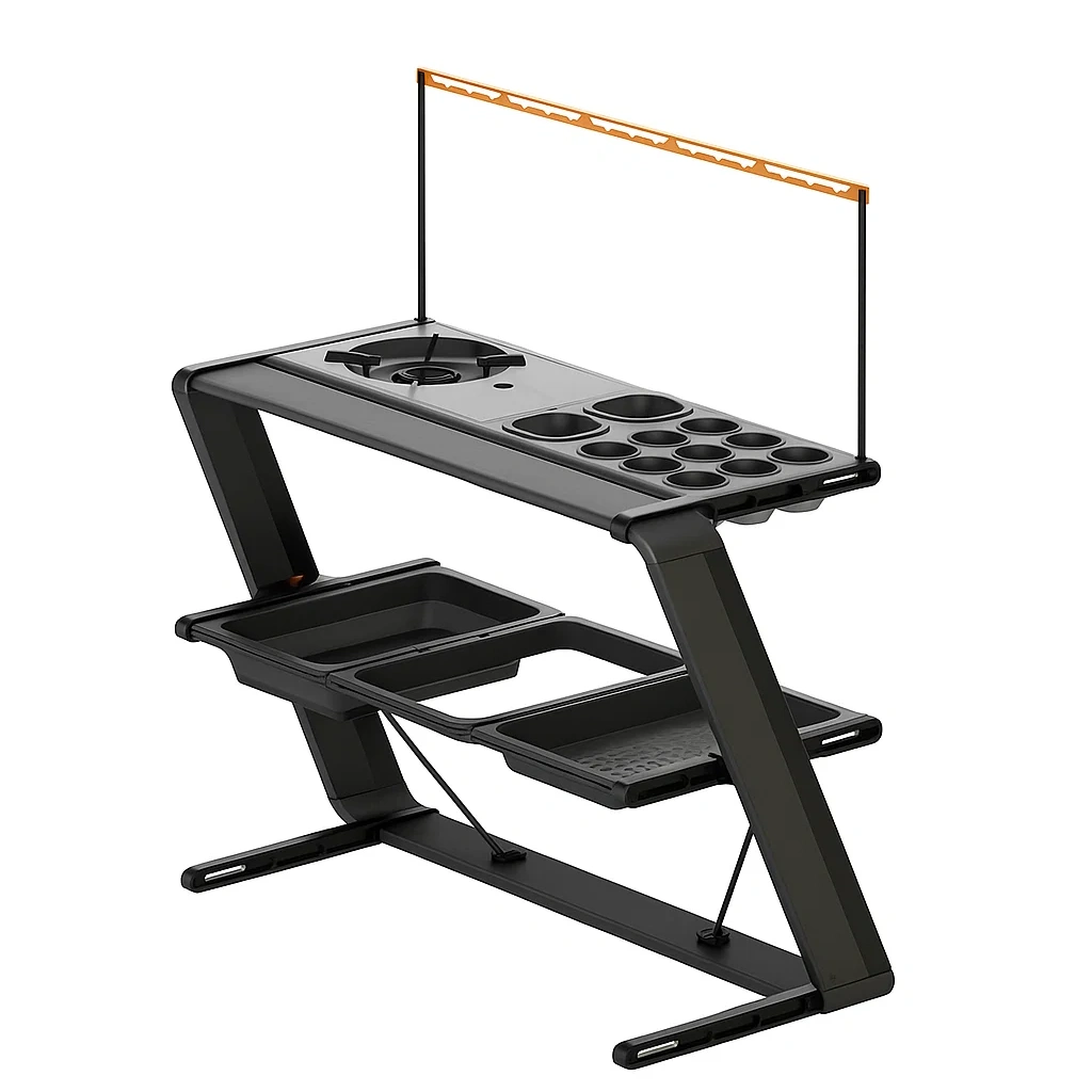 Table de cuisine extérieure pliante – station de cuisson portable multifonction 3 niveaux