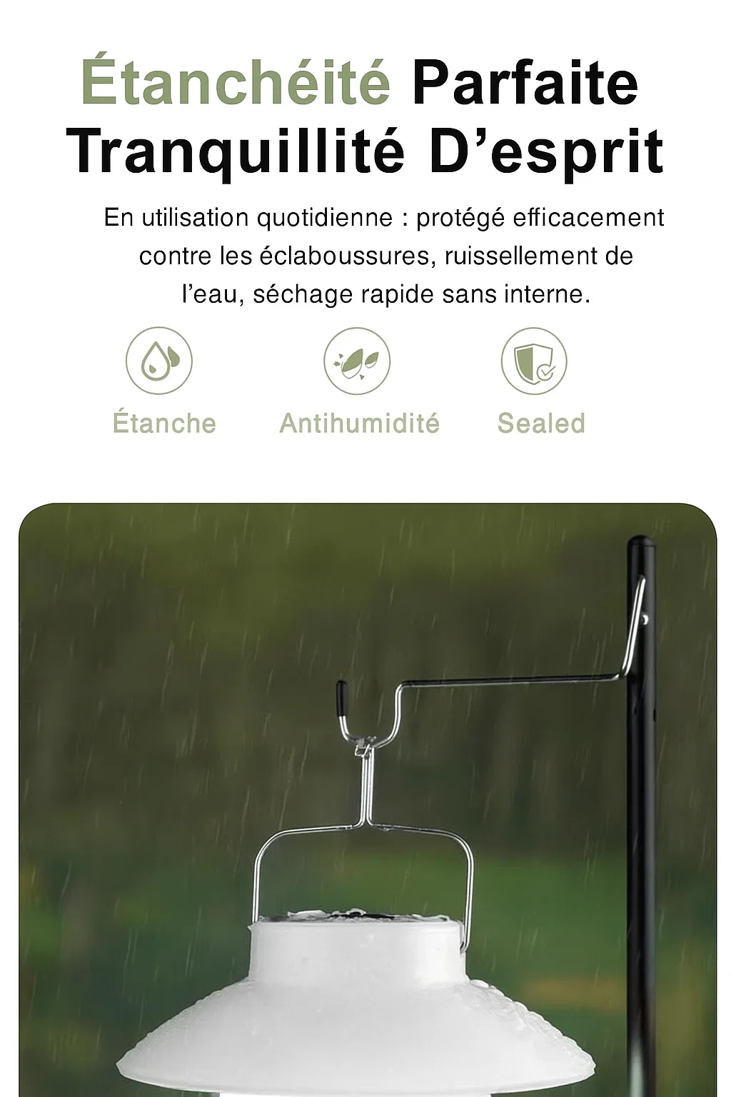 Lampe de camping étanche rechargeable – Éclairage portable pour extérieur et tente