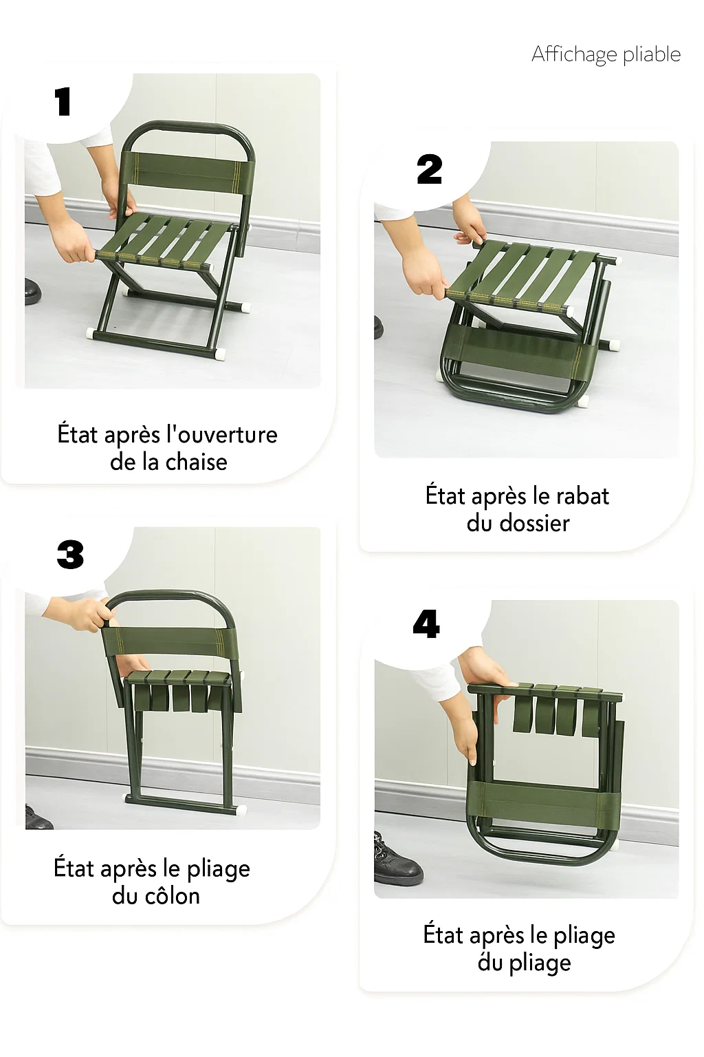 Chaise pliante portable de camping – structure en acier robuste et assise en toile résistante