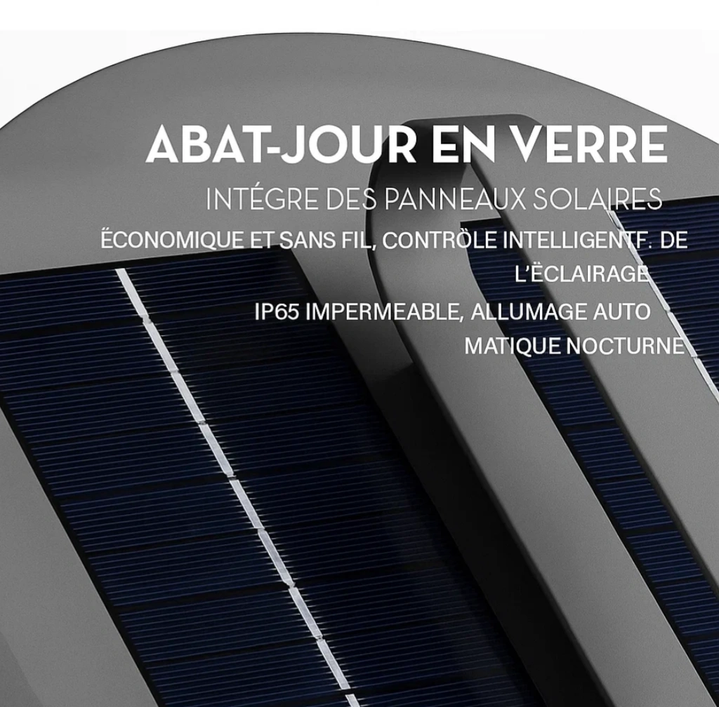 Lampe solaire extérieure étanche IP65 avec abat-jour en verre et poignée portable